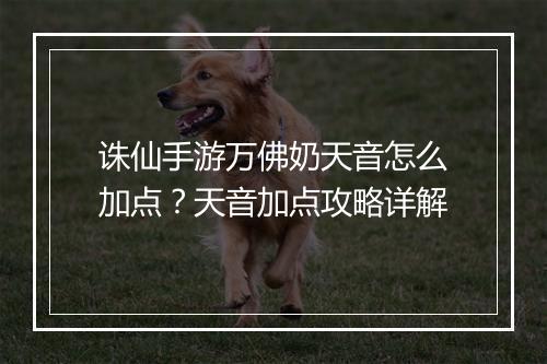 诛仙手游万佛奶天音怎么加点?天音加点攻略详解