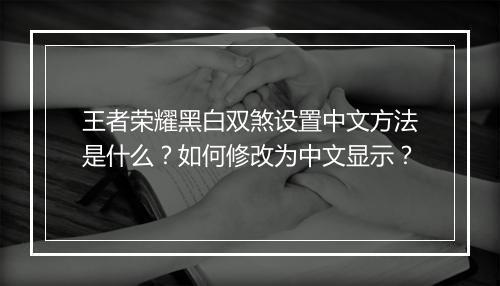 王者荣耀黑白双煞设置中文方法是什么?如何修改为中文显示?
