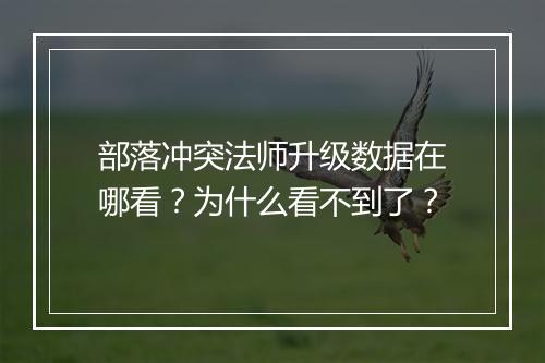部落冲突法师升级数据在哪看?为什么看不到了?