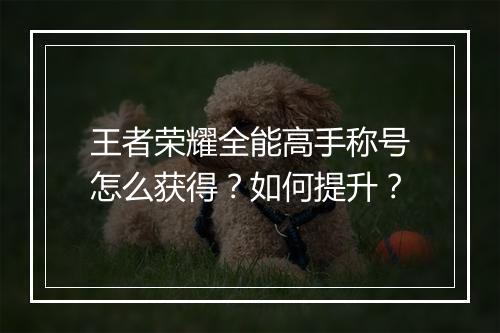 王者荣耀全能高手称号怎么获得?如何提升?