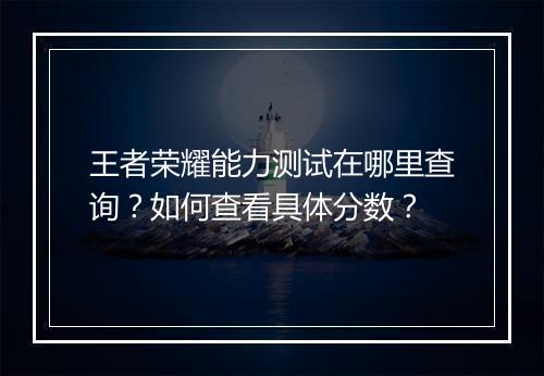 王者荣耀能力测试在哪里查询？如何查看具体分数？