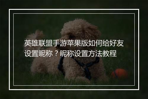 英雄联盟手游苹果版如何给好友设置昵称？昵称设置方法教程