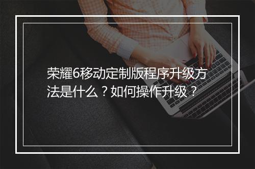 荣耀6移动定制版程序升级方法是什么?如何操作升级?