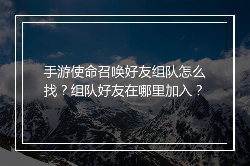 手游使命召唤好友组队怎么找？组队好友在哪里加入？