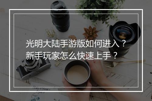 光明大陆手游版如何进入?新手玩家怎么快速上手?