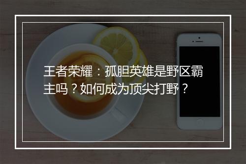 王者荣耀:孤胆英雄是野区霸主吗?如何成为顶尖打野?