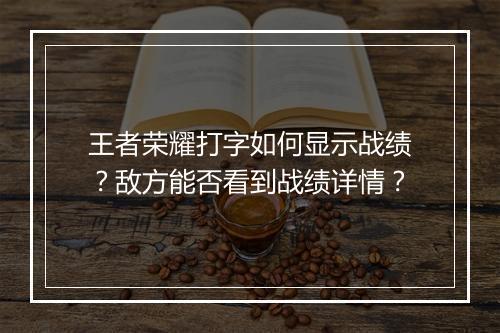 王者荣耀打字如何显示战绩？敌方能否看到战绩详情？