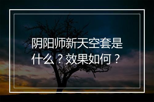 阴阳师新天空套是什么？效果如何？