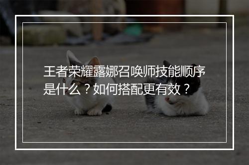 王者荣耀露娜召唤师技能顺序是什么？如何搭配更有效？