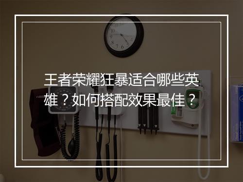 王者荣耀狂暴适合哪些英雄？如何搭配效果最佳？